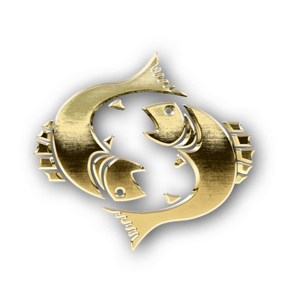 Pisces golden zodiac symbol png, Pisces gold symbol PNG, gold Pisces PNG transparent images download